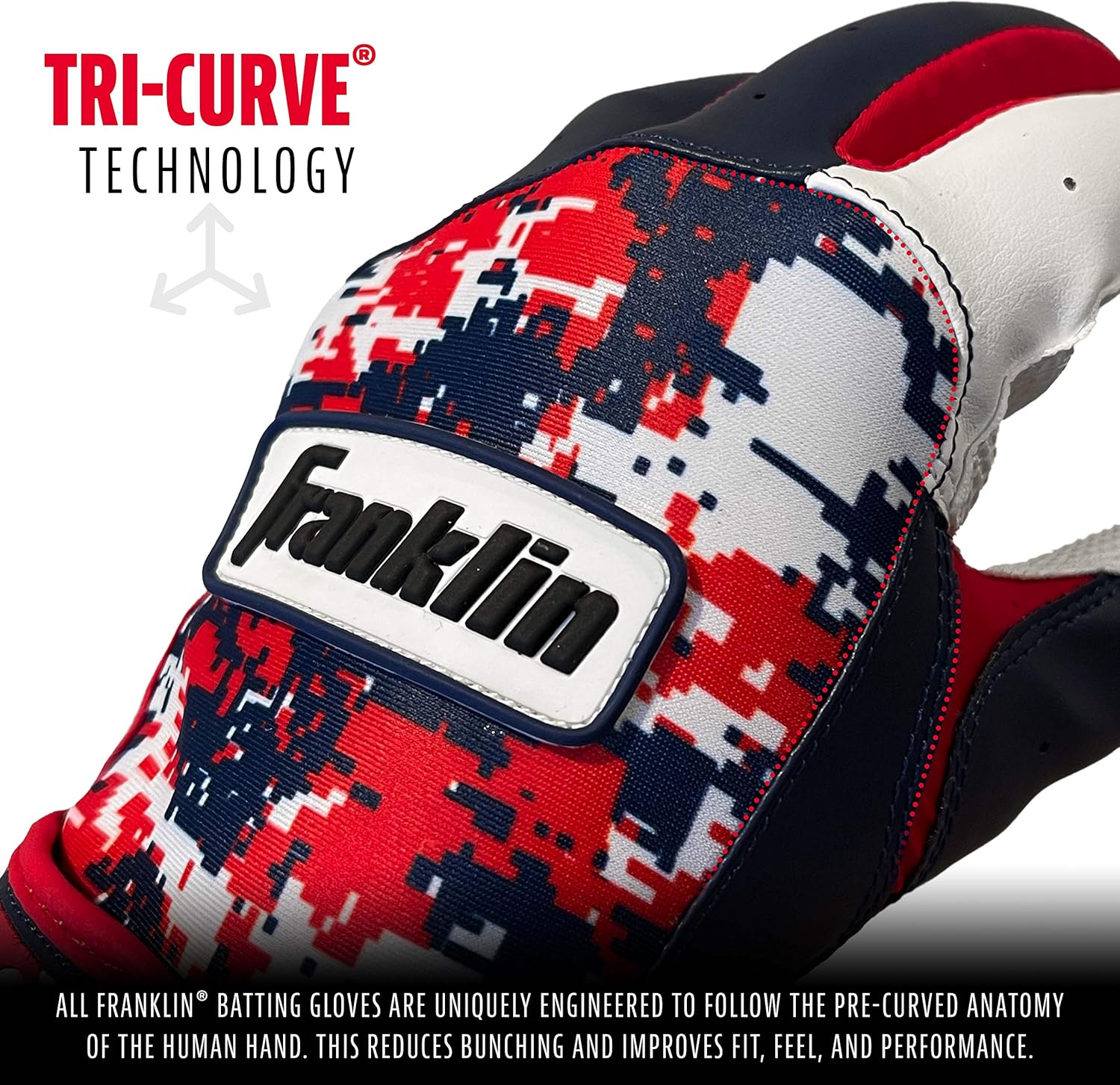 Franklin Sports MLB Guantes de bateo - Guantes Digitek Camo - Imagen 3