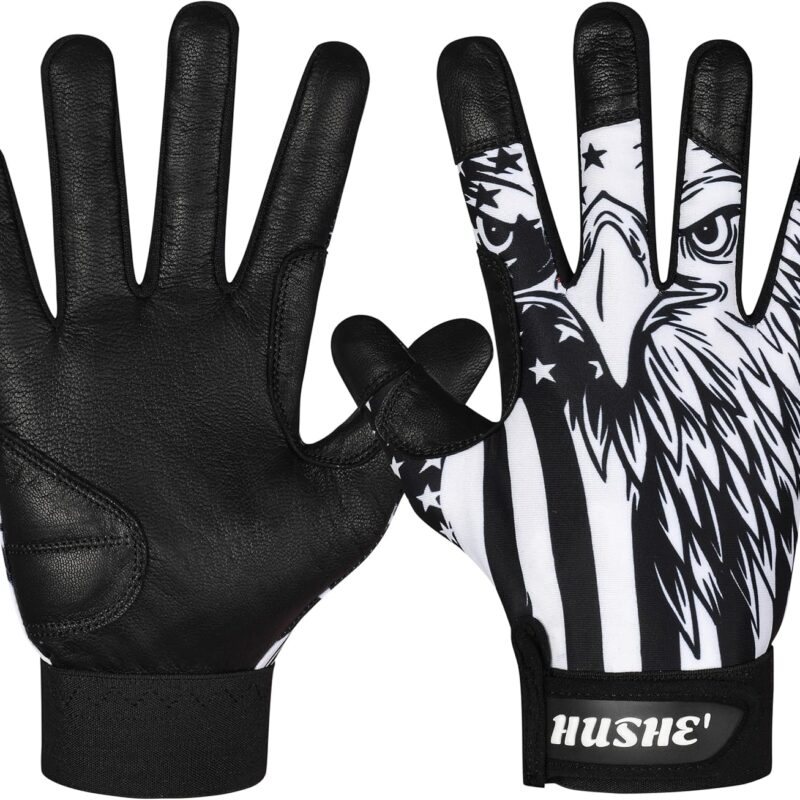 Hushe' Guantes de bateo con bandera estadounidense y guantes de sóftbol